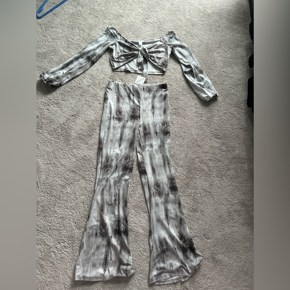 Stylish Gray Tie-Dye Women's two piece